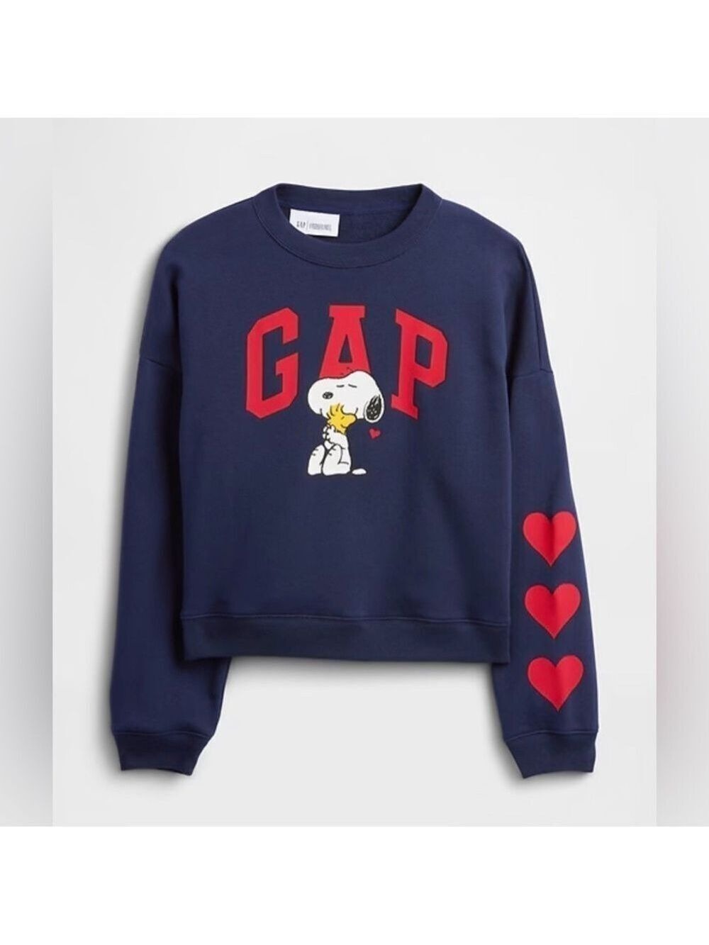 Gap Novelty Snoopy Peanuts Oversized Wedge Gap Logo Sweatshirt Love NWOT XL - Picture 5 of 5